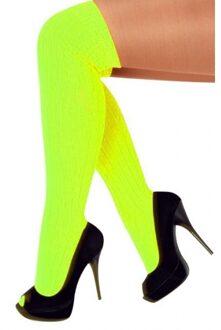 Verkleed kniekousen - Fluor geel - lange sokken - foute party - 80's/90's