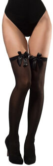 Verkleed kniekousen - zwart met zwarte strikjes - one size - dames One size