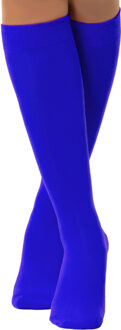 Verkleed kniesokken/kousen - donkerblauw - one size - voor dames One size