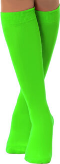 Verkleed kniesokken/kousen - neon groen - one size - voor dames One size