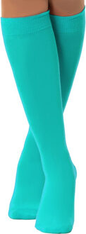 Verkleed kniesokken/kousen - turquoise - one size - voor dames One size