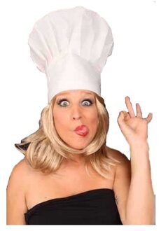 Verkleed koksmuts Le Chef - wit - voor volwassenen - carnaval