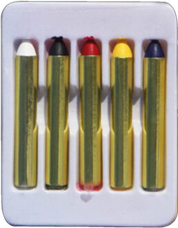 Verkleed make-up schmink krijtjes - 5 kleuren - kinderen en volwassenen Multi