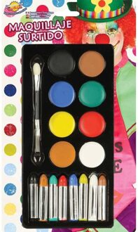 Verkleed make-up schmink set - 8 kleuren - met kwastje
