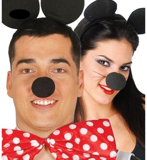 Verkleed neus muis - 3x - fopneus - zwart - dieren verkleed accessoires
