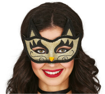 Verkleed oogmasker kat/poes Venitiaans - goud - volwassenen - Carnaval/gemaskerd bal