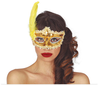 Verkleed oogmasker Venitiaans - goud pailletten - volwassenen - Carnaval/gemaskerd bal