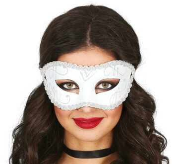 Verkleed oogmasker Venitiaans - wit - volwassenen - Carnaval/gemaskerd bal