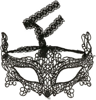 Verkleed oogmasker - zwart kant - volwassenen - Halloween/gemaskerd bal - burlesque