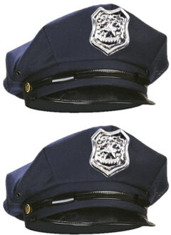 Verkleed Politiepet - 2x - politieagent - voor volwassenen - Carnaval/thema feest