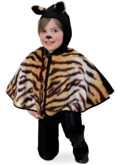 Verkleed poncho tijger - voor peuters - verkleedkleding - Kinderponcho - cape tijgertje Bruin