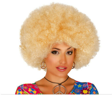Verkleed pruik afro/hippie - blond - voor volwassenen - one size
