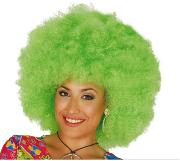 Verkleed pruik afro/hippie - groen - voor volwassenen - one size