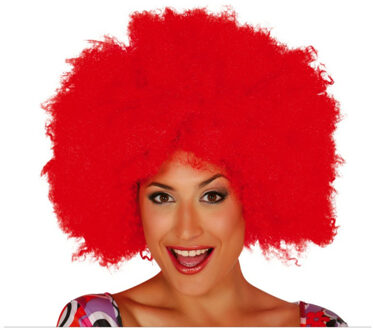 Verkleed pruik afro/hippie - rood - voor volwassenen - one size