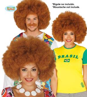 Verkleed pruik afro/hippie - roodbruin - voor volwassenen - one size