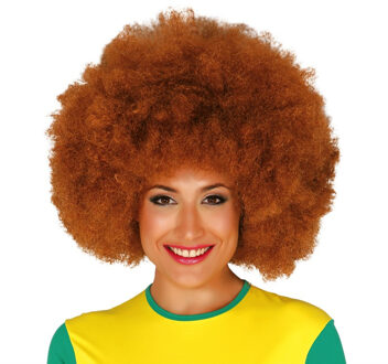Verkleed pruik afro/hippie - roodbruin - voor volwassenen - one size