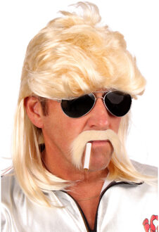 Verkleed pruik - blond haar - gladde jongen - herenpruik - matje