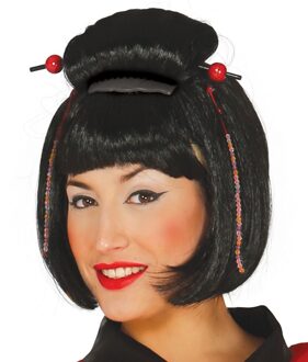 Verkleed pruik dames Japans - zwart - kort haar - prinses/geisha/deftig/traditioneel