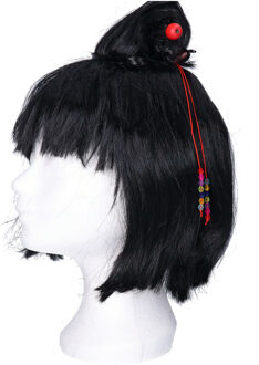 Verkleed pruik dames Japans - zwart - kort haar - prinses/geisha/deftig/traditioneel