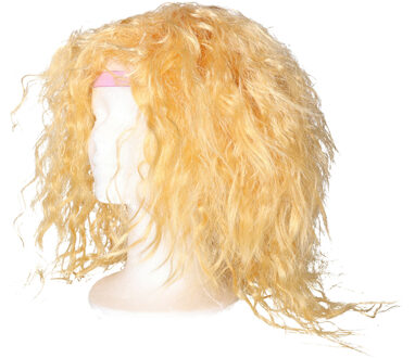 Verkleed pruik jaren 80 voor dames - blond - gekruld - wilde krullen - foute party