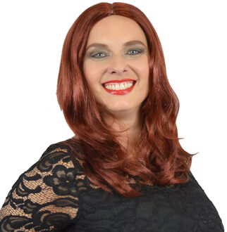 verkleed pruik - koper/bruin - lang haar - carnaval/feestartikelen