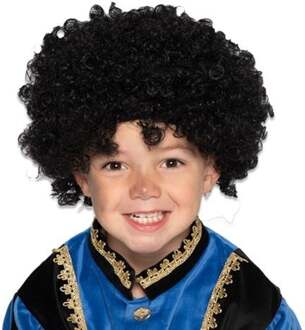 Verkleed pruik Piet - voor kinderen - zwart - krullend haar - Sinterklaas verkleedkleding