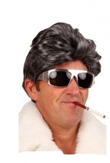 Verkleed pruik pooier / pimp - foute party - heren - grijs - kort haar