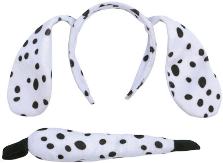Verkleed set dalmatier - oortjes/staart - wit/zwart - voor kinderen