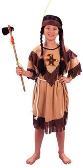 Verkleed set Indiaan meisje - jurkje - bruin - voor kinderen