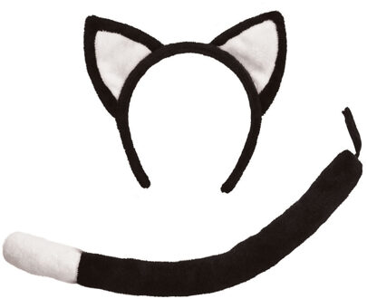 Verkleed set kat/poes - oortjes/staart - zwart - voor kinderen