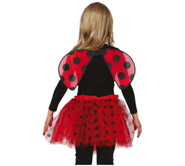 Verkleed set lieveheersbeestje - vleugels en rokje - rood - kinderen - Carnavalskleding