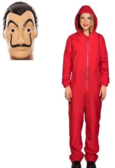 Verkleed set overall met masker La casa de Papel voor dames M