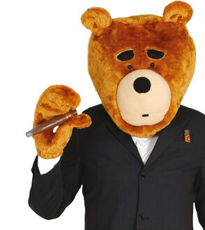 Verkleed set pluche teddybeer - masker en handschoenen - bruin - knuffelbeer Multi