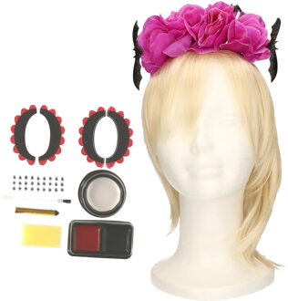 Verkleed setje Day of the Dead - sugar skull schmink en diadeem - Halloween/Carnaval accessoires