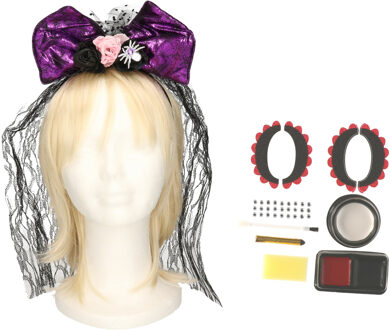 Verkleed setje Day of the Dead - sugar skull schmink en diadeem - Halloween/Carnaval accessoires
