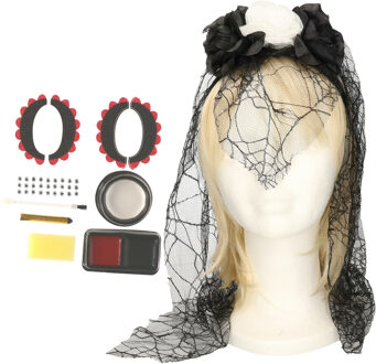Verkleed setje Day of the Dead - sugar skull schmink en diadeem - Halloween/Carnaval accessoires