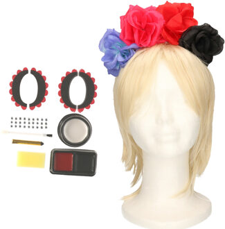 Verkleed setje Day of the Dead - sugar skull schmink en diadeem - Halloween/Carnaval accessoires