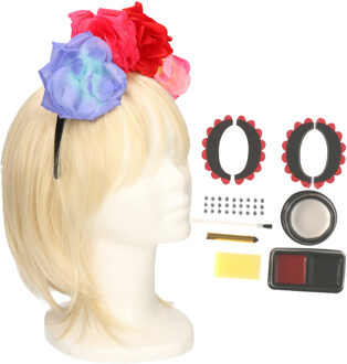 Verkleed setje Day of the Dead - sugar skull schmink en diadeem - Halloween/Carnaval accessoires