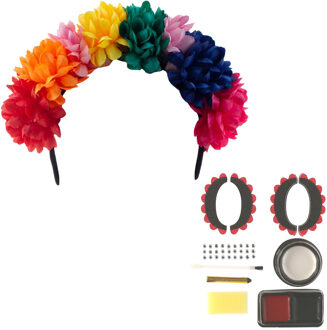 Verkleed setje Day of the Dead - sugar skull schmink en diadeem - Halloween/Carnaval accessoires