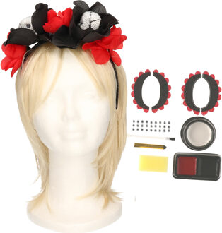 Verkleed setje Day of the Dead - sugar skull schmink en diadeem - Halloween/Carnaval accessoires