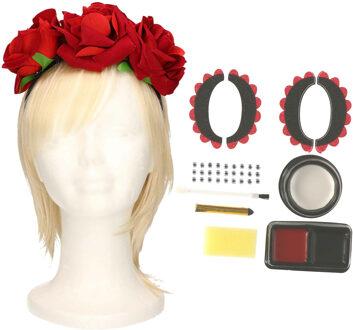Verkleed setje Day of the Dead - sugar skull schmink en diadeem - Halloween/Carnaval accessoires