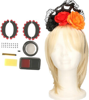 Verkleed setje Day of the Dead - sugar skull schmink en diadeem - Halloween/Carnaval accessoires