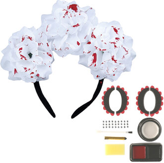 Verkleed setje Day of the Dead - sugar skull schmink en diadeem - Halloween/Carnaval accessoires