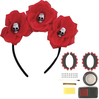 Verkleed setje Day of the Dead - sugar skull schmink en diadeem - Halloween/Carnaval accessoires