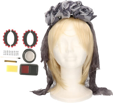 Verkleed setje Day of the Dead - sugar skull schmink en diadeem - Halloween/Carnaval accessoires