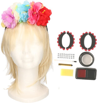 Verkleed setje Day of the Dead - sugar skull schmink en diadeem - Halloween/Carnaval accessoires