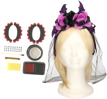 Verkleed setje Day of the Dead - sugar skull schmink en diadeem - Halloween/Carnaval accessoires