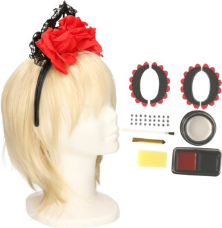 Verkleed setje Day of the Dead - sugar skull schmink en diadeem - Halloween/Carnaval accessoires