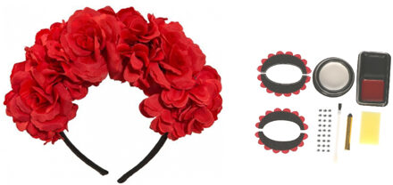 Verkleed setje Day of the Dead - sugar skull schmink en diadeem - Halloween/Carnaval accessoires