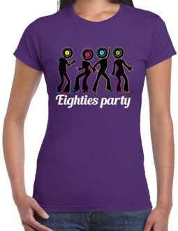 Verkleed shirt dames - eighties party - paars - 80s - foute party - carnaval XL